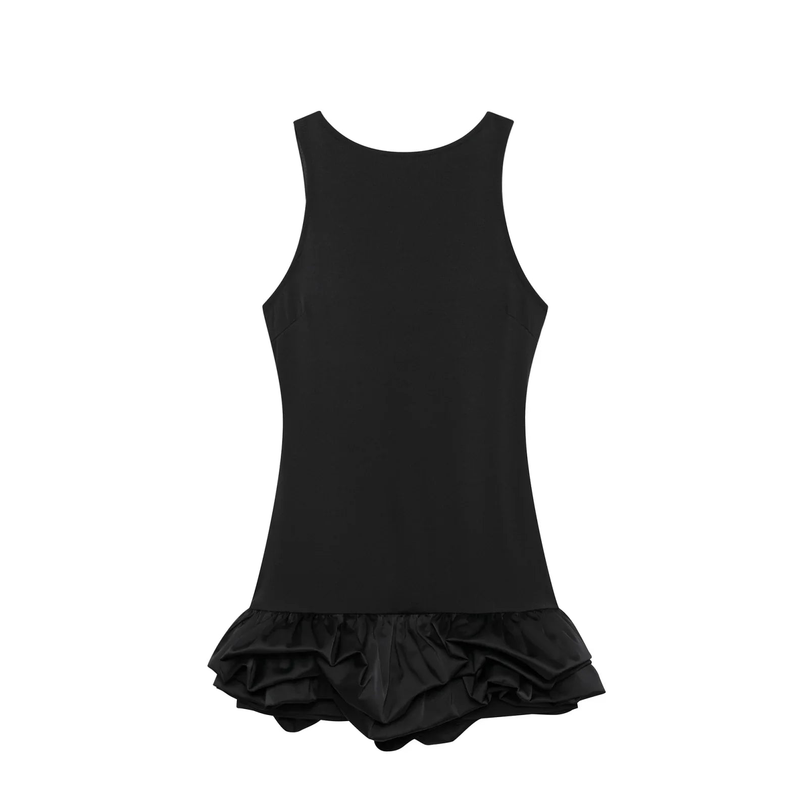 Backless Patchwork Mini Dress For Women Fluffy Hem Party