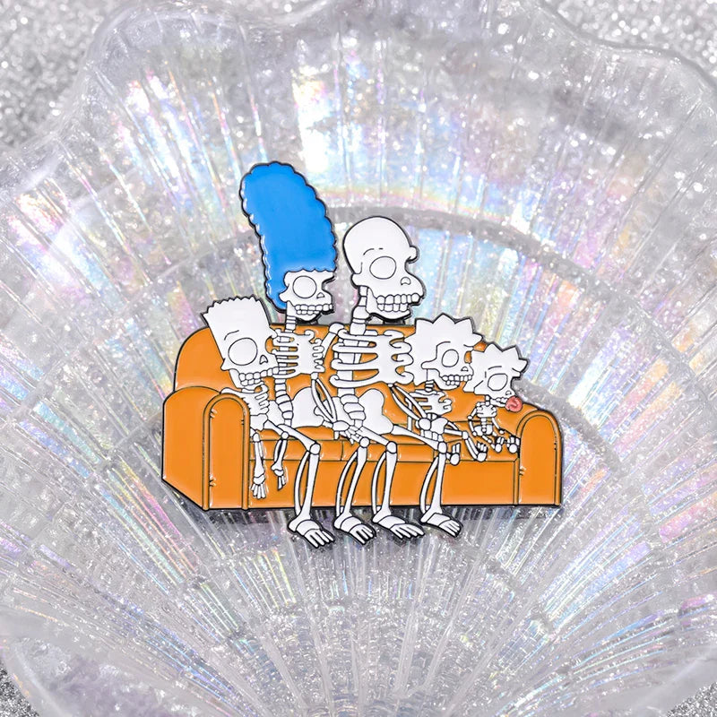 Animated Punk Skull Enamel Brooch Funny Cartoon Metal Pin for Backpack and Lapel Accessories Gift