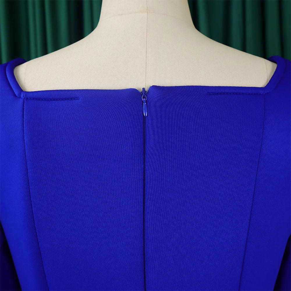 Square Neck Party Dress Women Pleated A Line Mid Calf