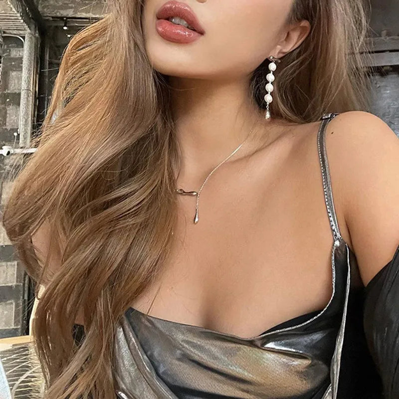 Silver Spaghetti Strap Backless Clubwear Dress High Split