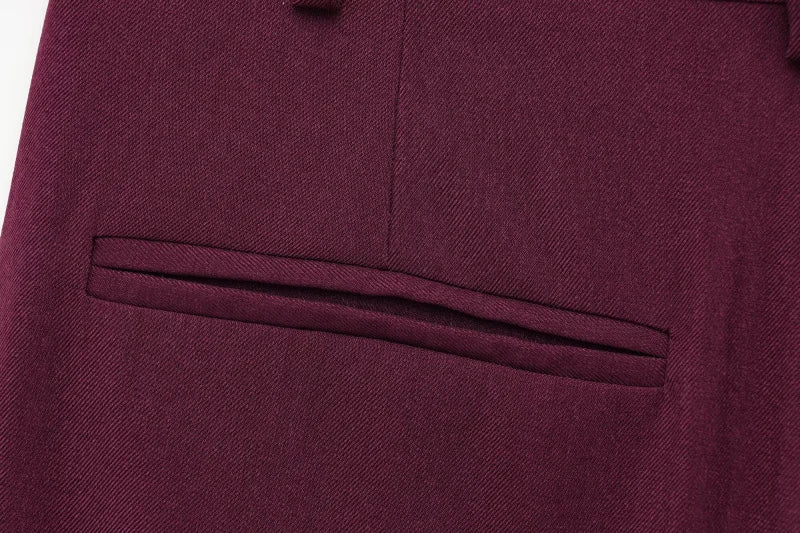 Women Spring Casual Suit Set Jacket and Pleated Trousers