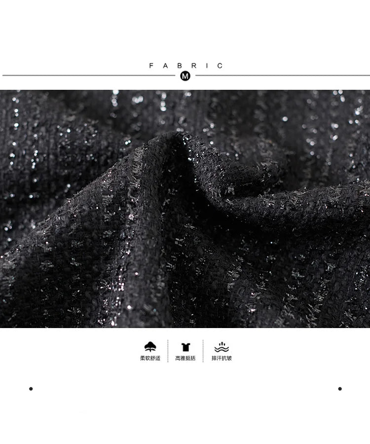 Women Tweed Sweater Vest Dress Two Piece Set For Office