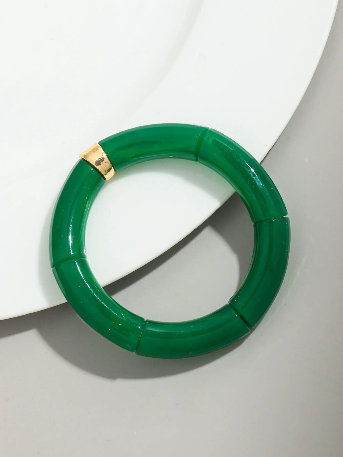 Boho Chunky Bamboo Stackable Bracelet for Women with Colorful Tube Beads and Elastic Design