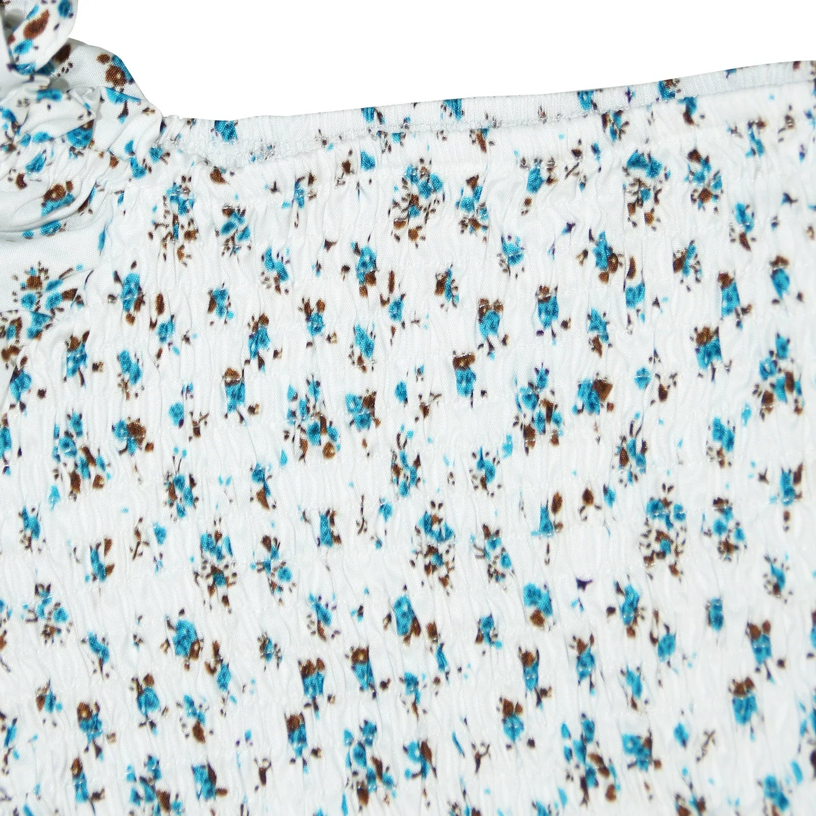 Floral Print Maxi Dress For Women Blue Half Sleeve Summer