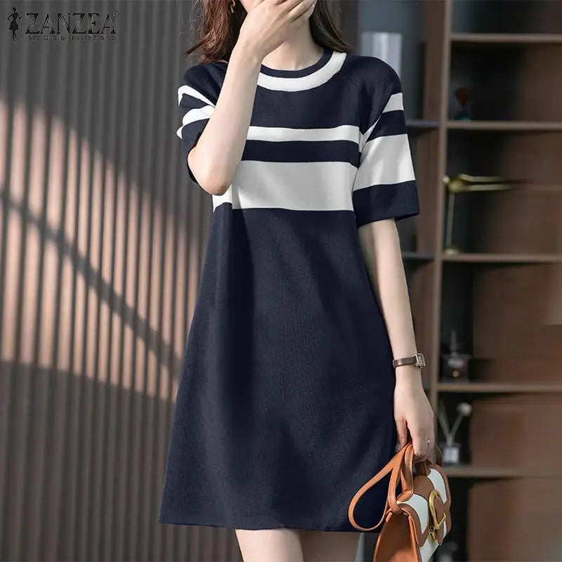 Knee Length Summer Patchwork Sundress Casual For Women
