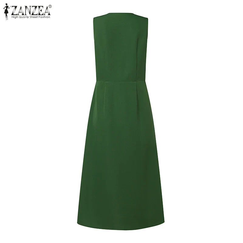 Sleeveless V Neck A Line Sundress For Women Summer Party