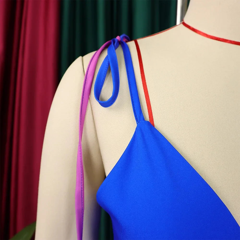 Maxi Dress Spaghetti Strap Pleated Deep V Neck Party