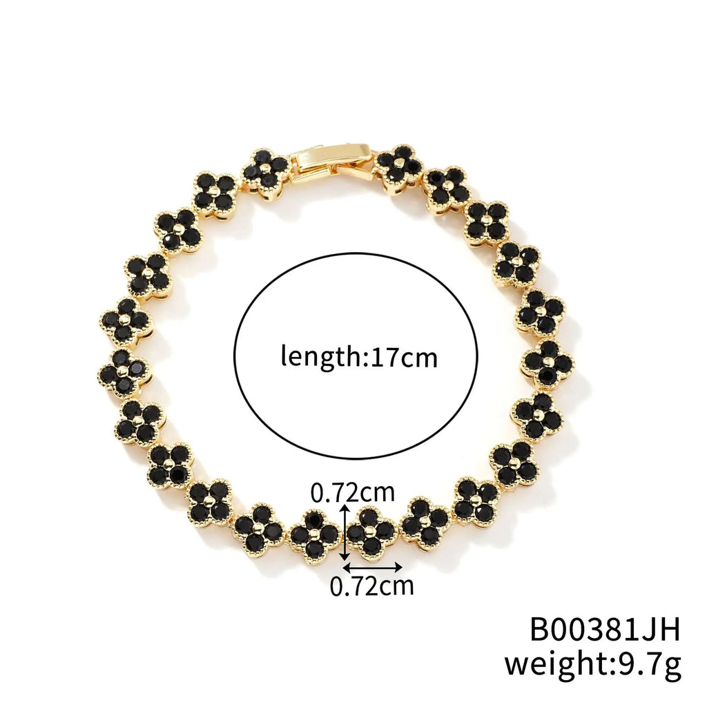 Rainbow Colorful Clover Zircon Bracelet Charming Crystal Jewelry Gift