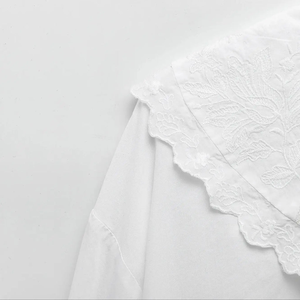 Women's Long Sleeve Lace Up Doll Collar Blouse Single Breasted Chic Street Style Shirt for Spring and Autumn