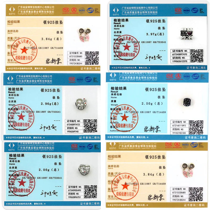 925 Sterling Silver Love Heart Family Charm Bead Pendant for Women's Bracelet Jewelry Gift