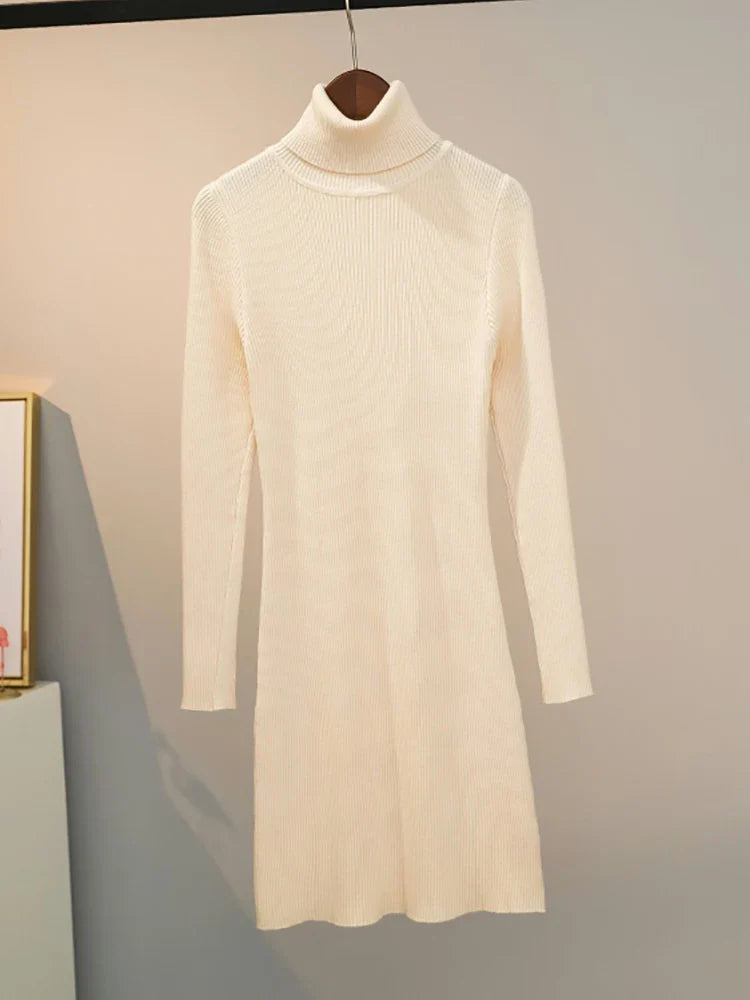 Vintage Knit Dress Women Long Sleeve Bodycon Party Wear