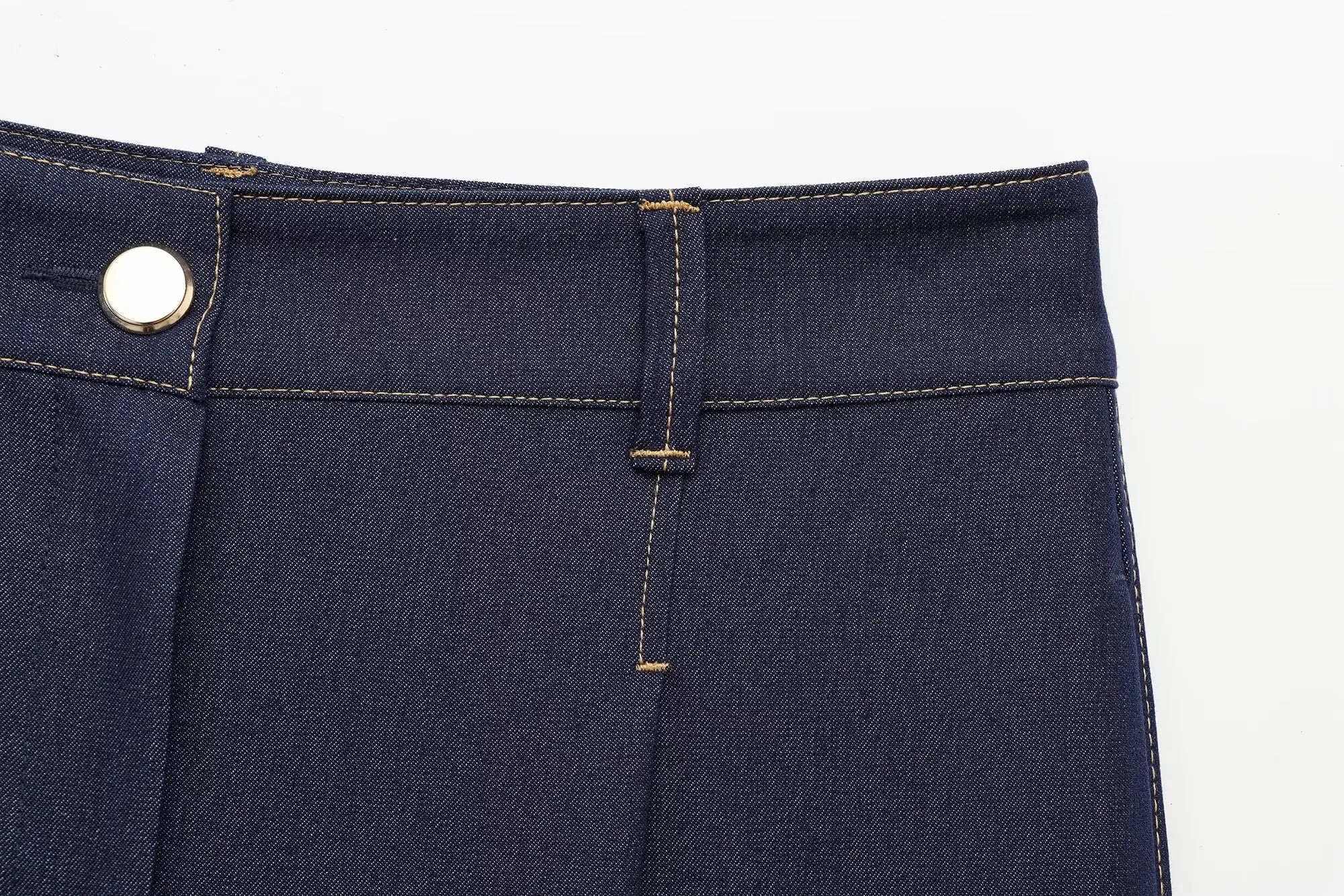 Fashion Women Solid Jacket and Wide Leg Pant Set with Cropped Coat and Zipper Details