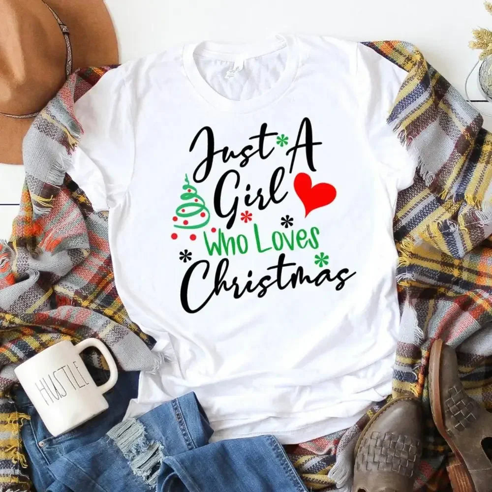 Funny Christmas T Shirt for Women with Santa Claus Mask Print Graphic Tee