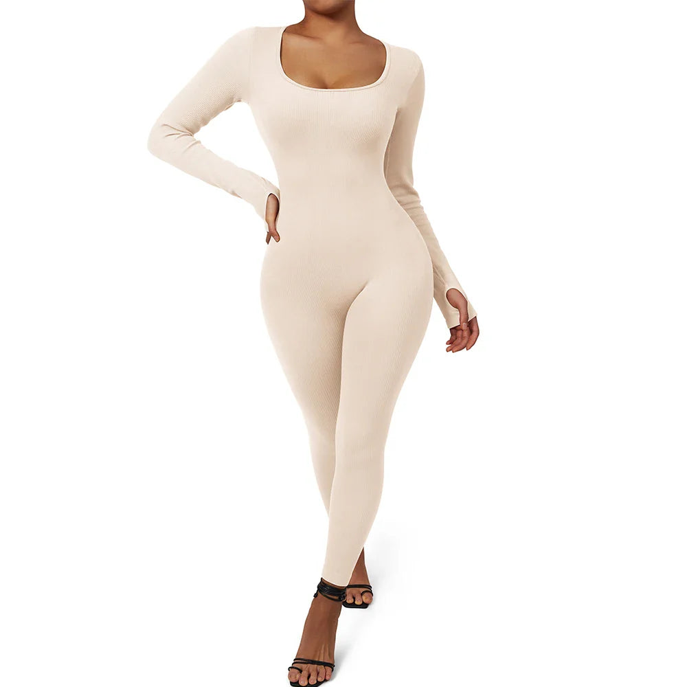 Bodycon Slim Fit Zipper Jumpsuit for Women Casual Brown Fitness Romper Streetwear Playsuit Overall