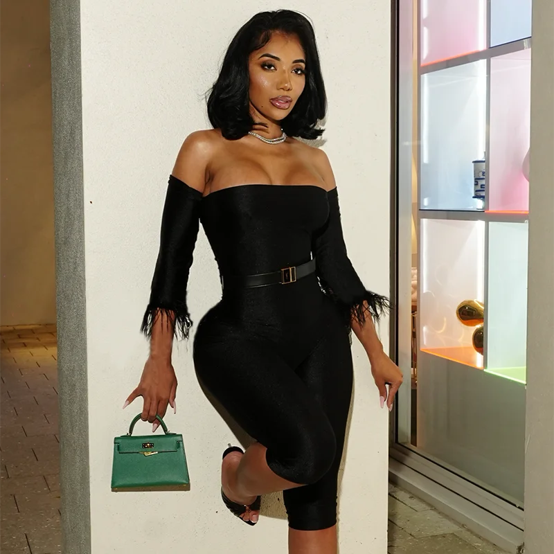 Women's Elegant One-Shoulder Solid Color Jumpsuit with Cuff Patchwork and Slim Fit Tailored Pants