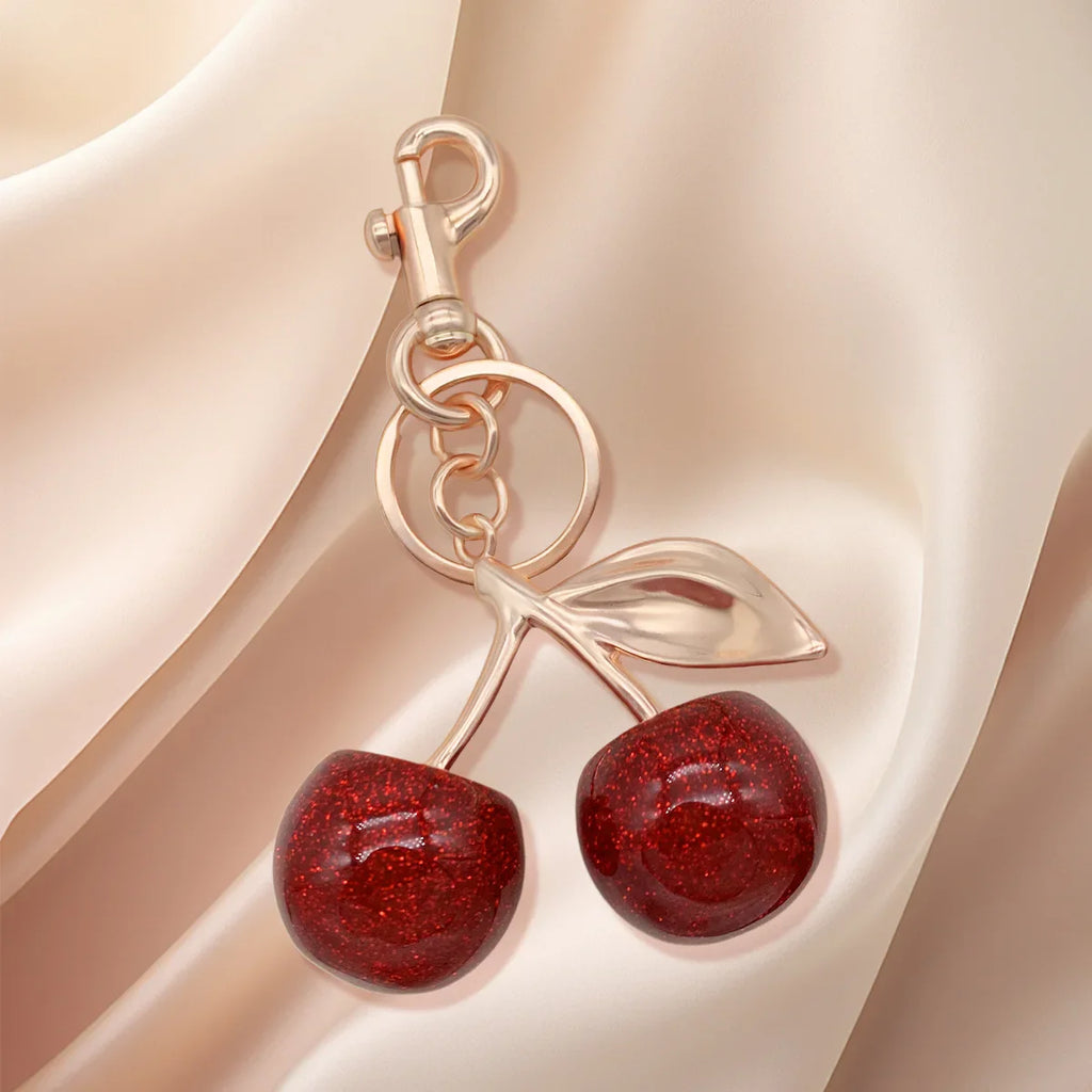 Rustic Leather Cherry Key Chain - Stylish Key Ring Pendant for Men and Women, Perfect Gift for Car and Bag Accessories