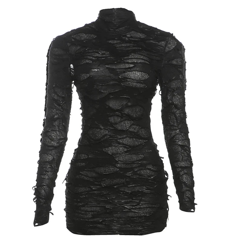 Distressed Backless See Through Bodycon Dress For Women