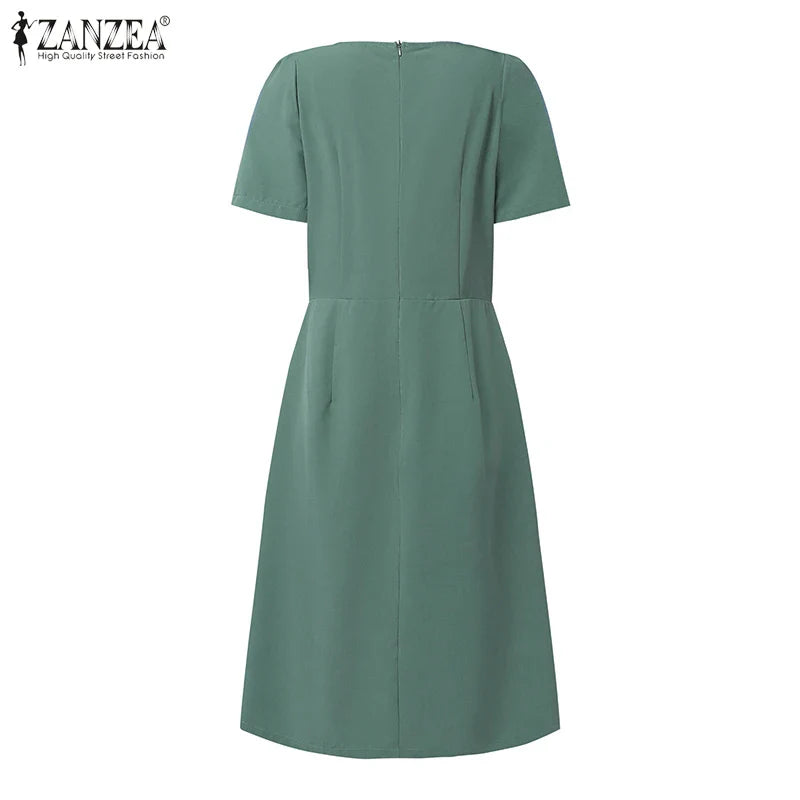 Elegant Short Sleeve A Line Knee Length Summer Dress
