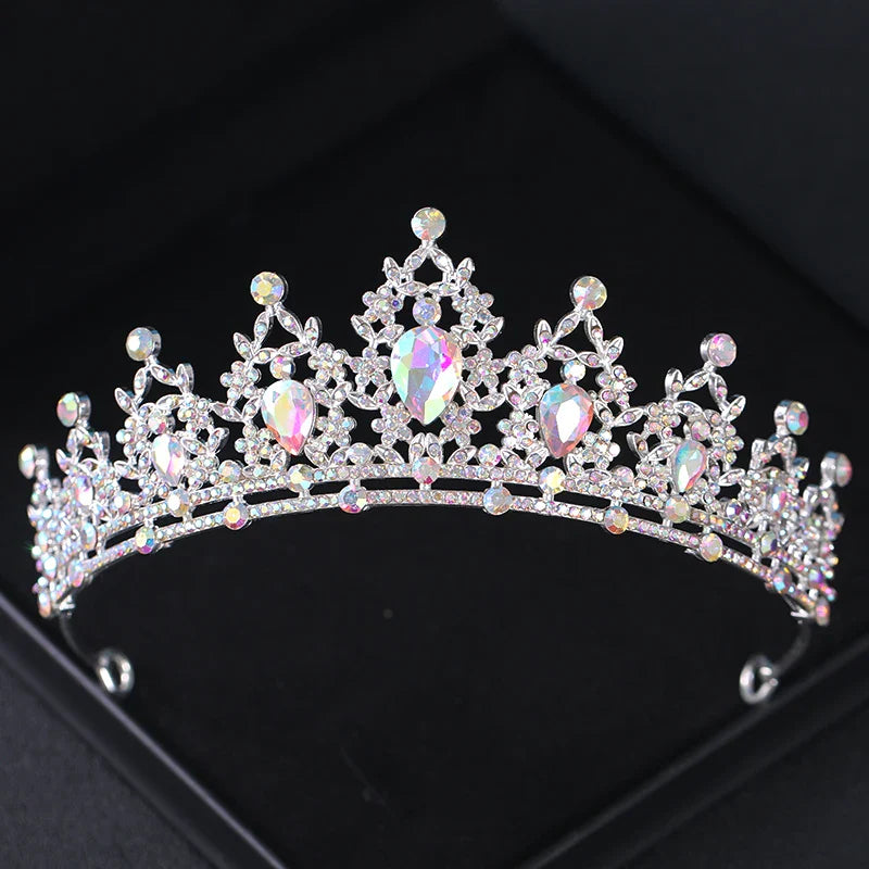 Silver Crystal Bridal Tiara Crown Wedding Hair Accessories Handmade Headpiece for Bride and Bridesmaid