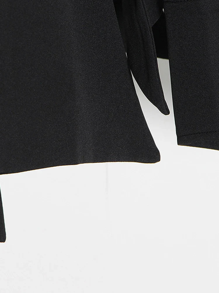 Solid Patchwork Folded Lapel Blouse for Women Long Sleeve Spliced Single Breasted Minimalist Casual Shirt