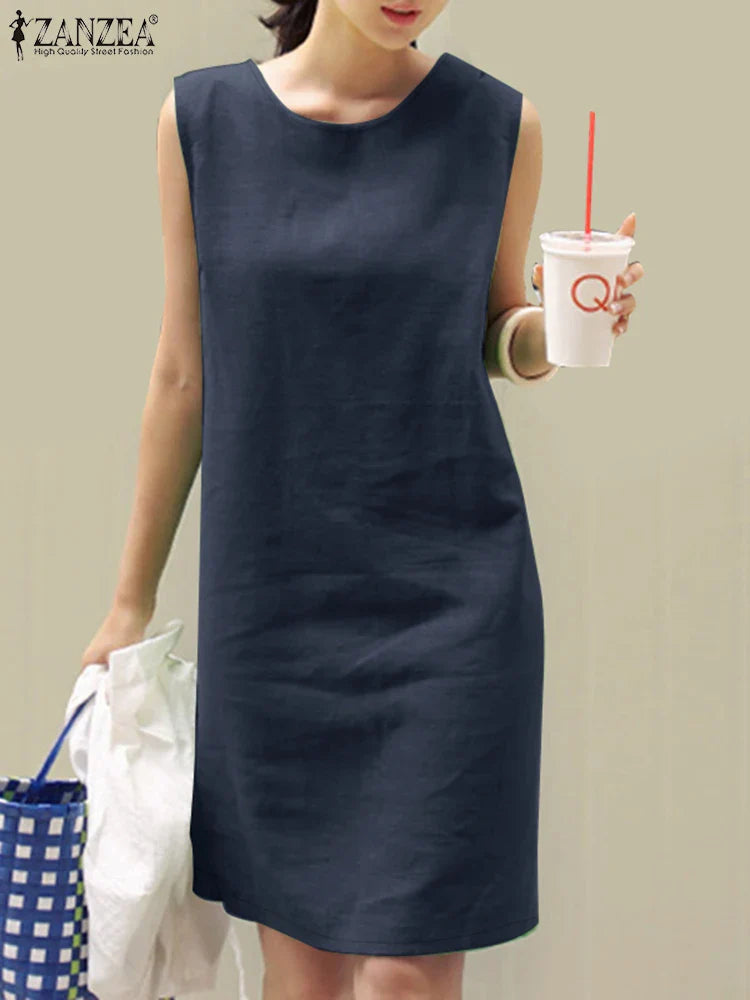 Casual Cotton Sundress For Women Sleeveless Summer Dress