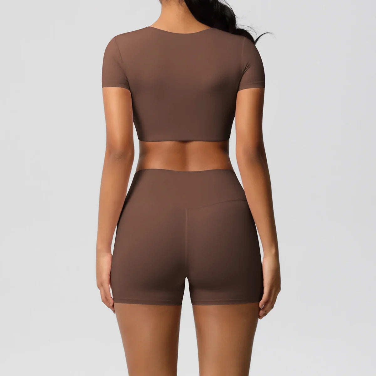 2PCS Women's Fitness Yoga Set High Waist Shorts with Short Sleeve Gym Top Seamless Sportswear Tracksuit for Activewear