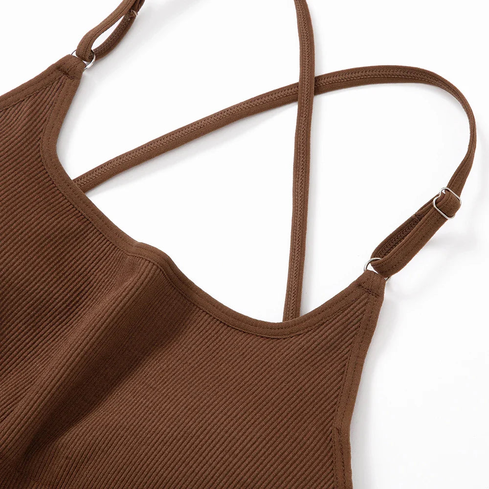 Solid Body-Shaping Sleeveless Skinny Jumpsuit Women Casual Square Collar One Piece Romper Sporty Bodysuit