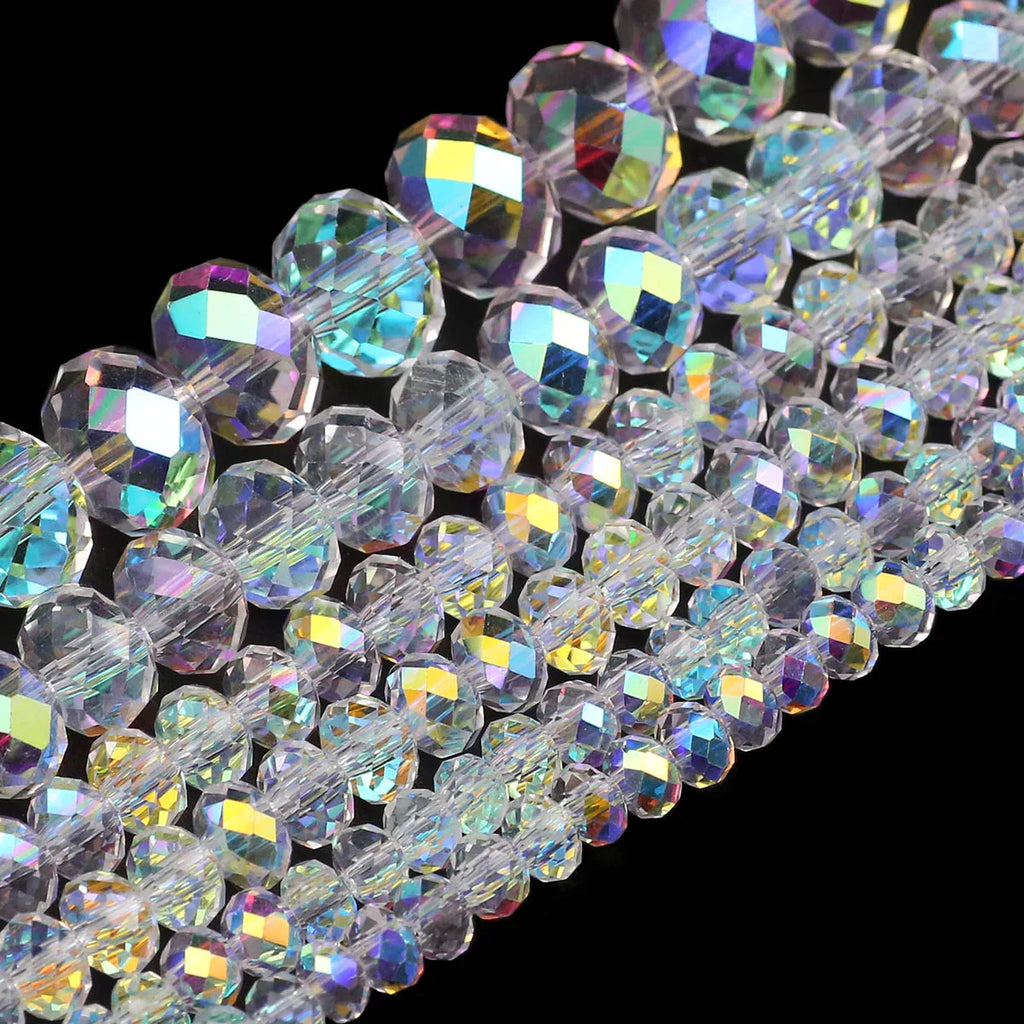 Austrian Crystal Transparent AB Glass Beads for DIY Jewelry Making in 3mm, 4mm, 6mm, 8mm Sizes