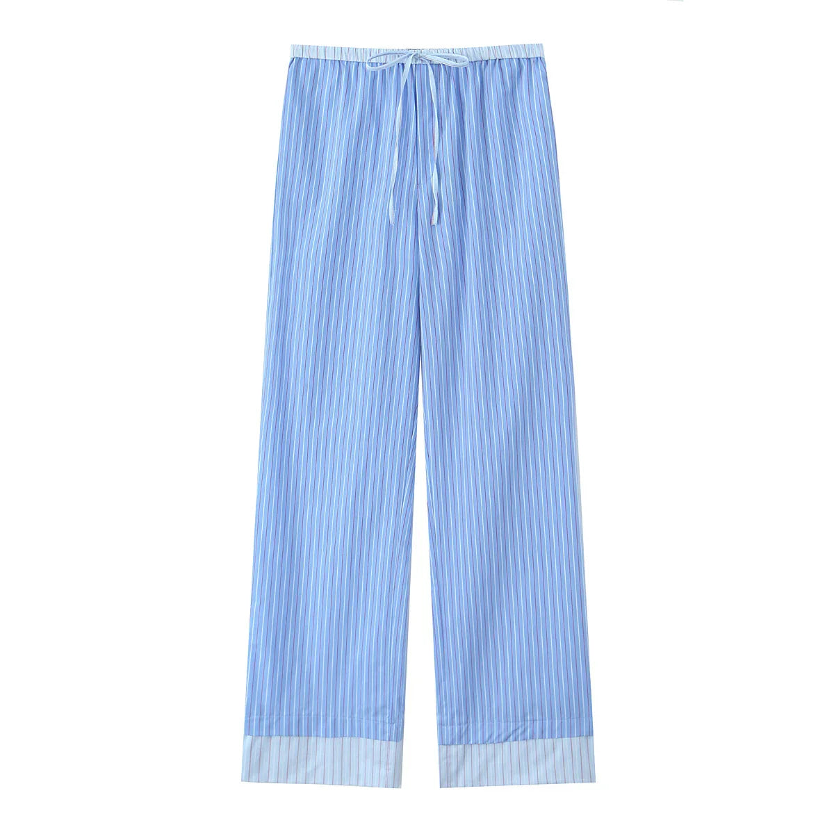 Fashionable Stripe Shirt and Wide Leg Pants Set for Women Casual Spring Outfit