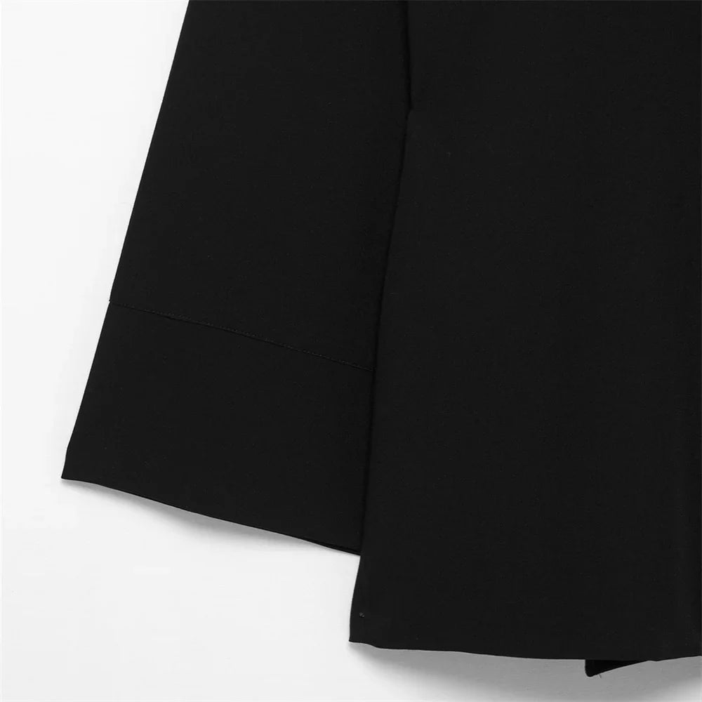 Women's Casual Double Breasted Kimono Style Suit Jacket and Straight Leg Pants Set for Spring Fashion