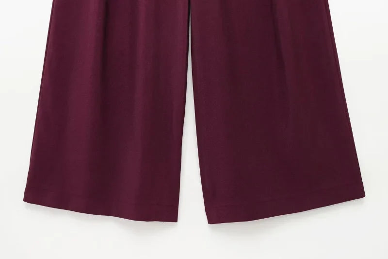 Women's Spring Casual Suit Set with Double Front Loose Jacket and High Waist Double Pleated Trousers