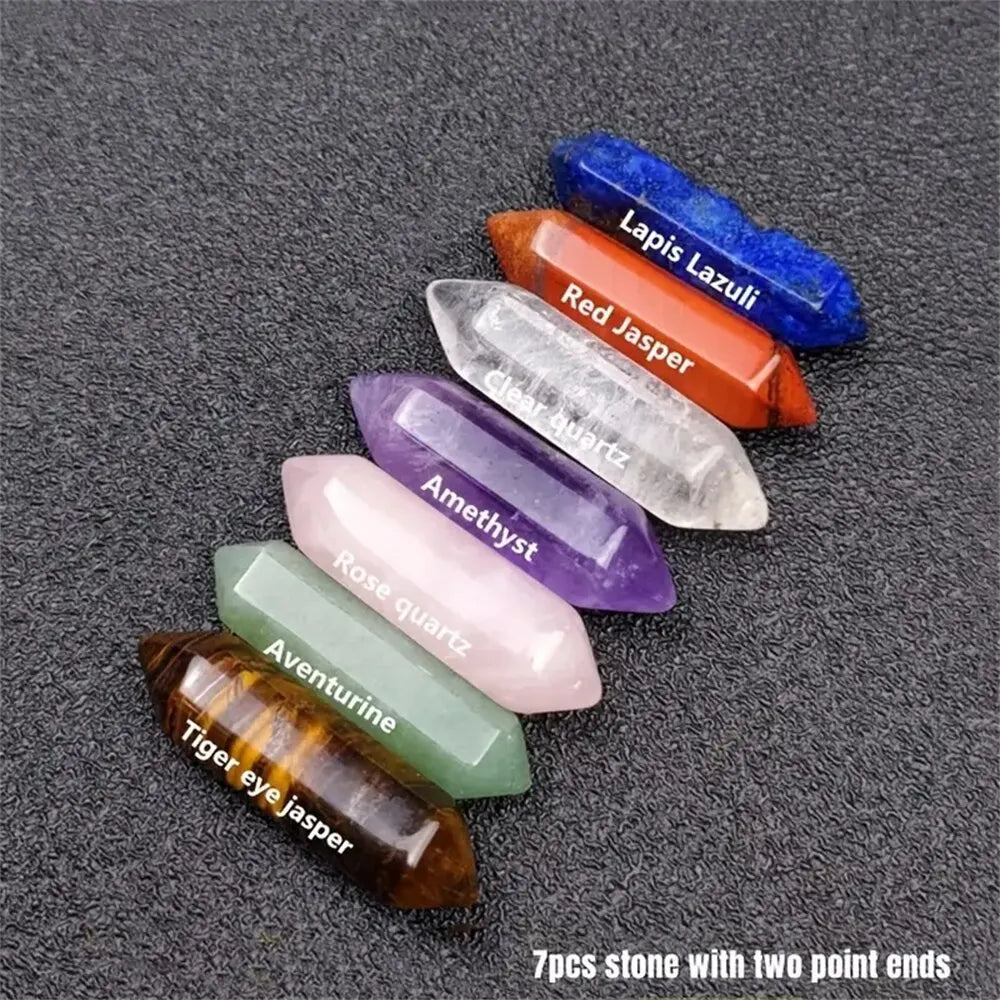 14 Pieces Pointed Quartz Crystal Healing Stones Set with Hexagon Rose Quartz Gems for Chakra Meditation and Bedroom Decor