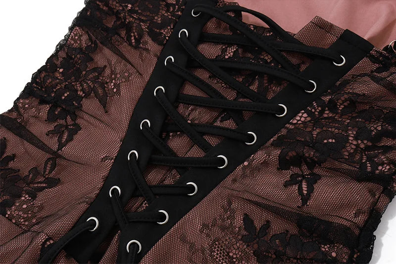 Lace Side Square Neck Dress for Elegant Evening Party