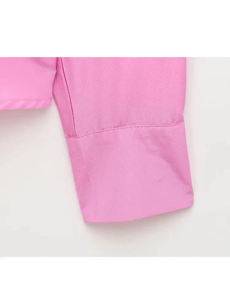 Fashionable Women Single Breasted Long Sleeve Shirt Button Up Blouse Casual Streetwear Top for Spring and Summer