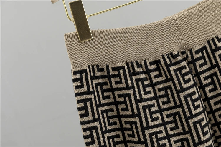 Women's 3 Piece Knitted Tracksuit Set with Cardigan, Vest and Wide Leg Pants