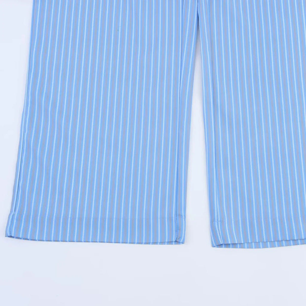 Asymmetric Striped Vest Pants Suit for Women with Round Neck Sleeveless Top and Elastic Waist Pants, Casual Chic Outfit for Spring and Summer