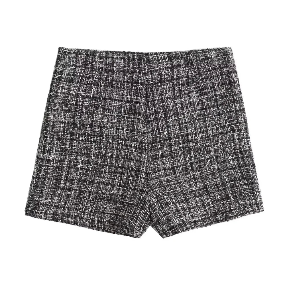 Casual Checkered Two-Piece Women's Suit Set with Short Coat and Half Skirt for Stylish Versatile Wear