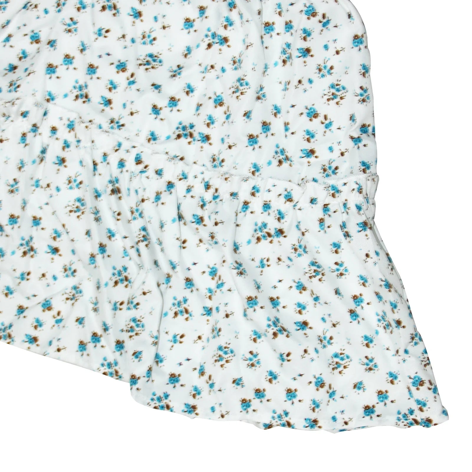 Floral Print Maxi Dress For Women Blue Half Sleeve Summer