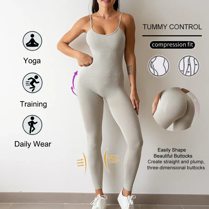 Womens Workout Bodysuit Unitard With Straps Slim Fit