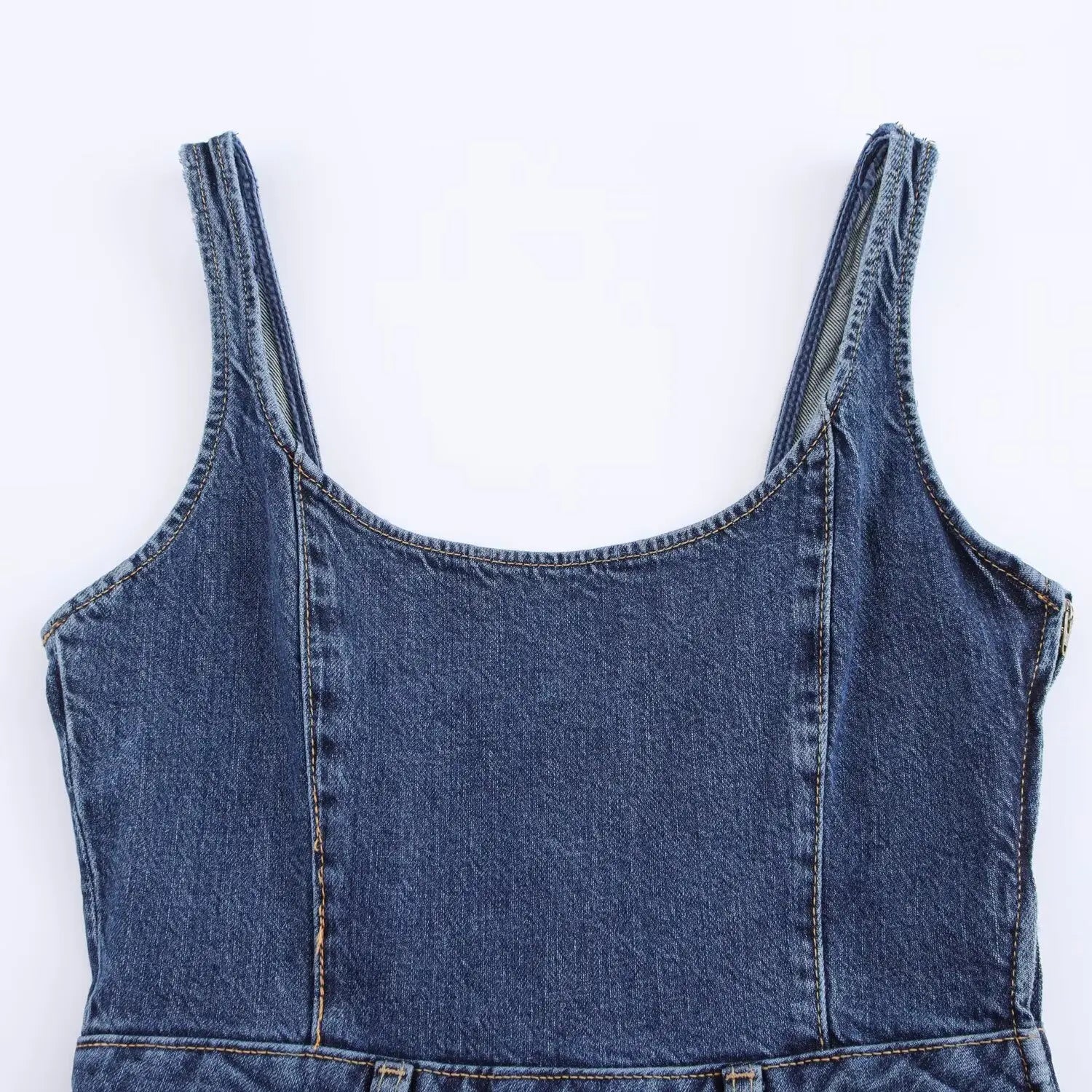 Womens Suspender Dress Round Neck Sleeveless Casual Slim Fit