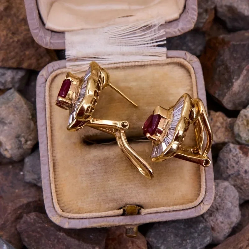 Luxury Vintage White Zirconia Earrings for Women Elegant Party Jewelry Accessories