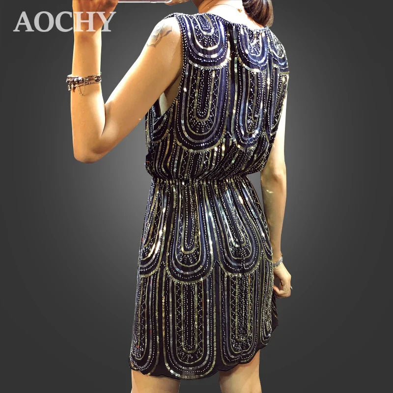 Sequin Mini Dress For Women Sleeveless Party Dress Casual
