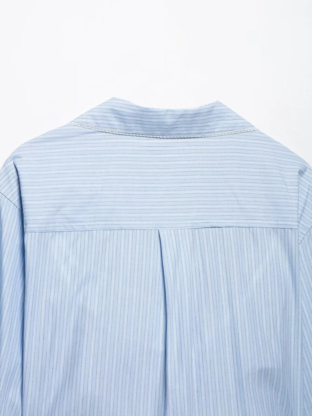 Women's Chic Two-Piece Blue Striped Long Sleeve Shirt and Front Zipper Mini Skirt Set