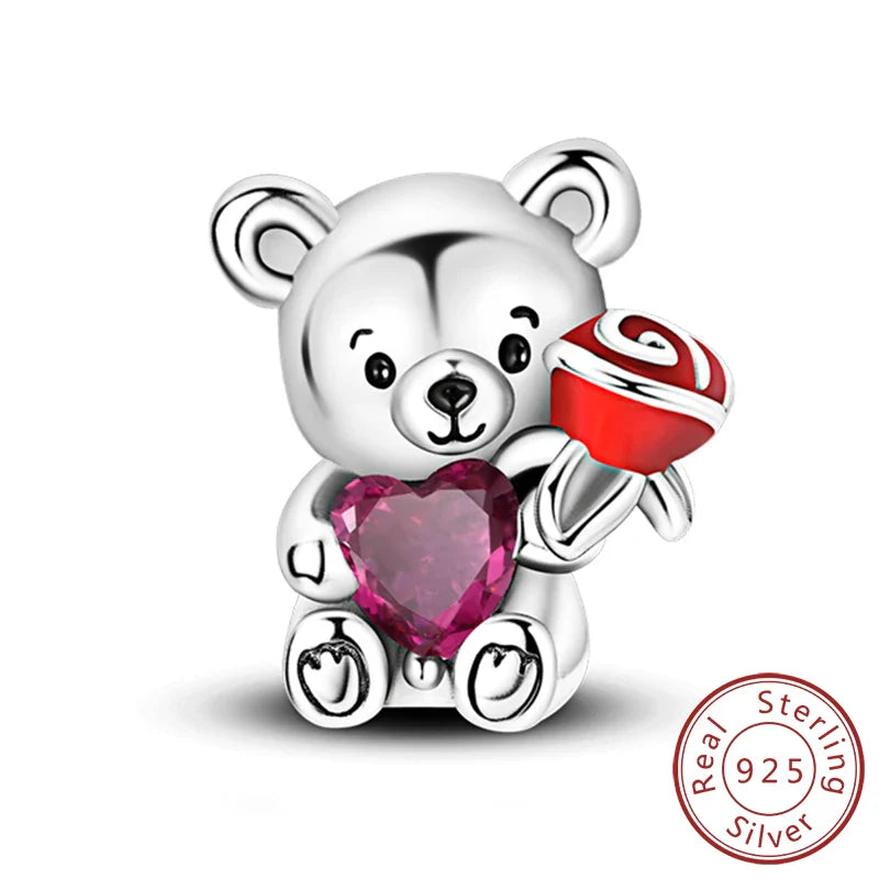 925 Sterling Silver Forever Love Heart Charms Beads for Sister Family Bracelet Jewelry Gifts