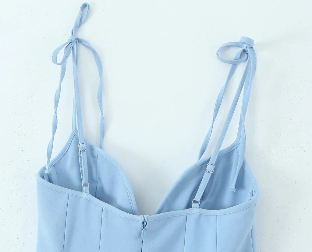 Floral Slip Dress With Bow Lace Up Sleeveless Mini Dress