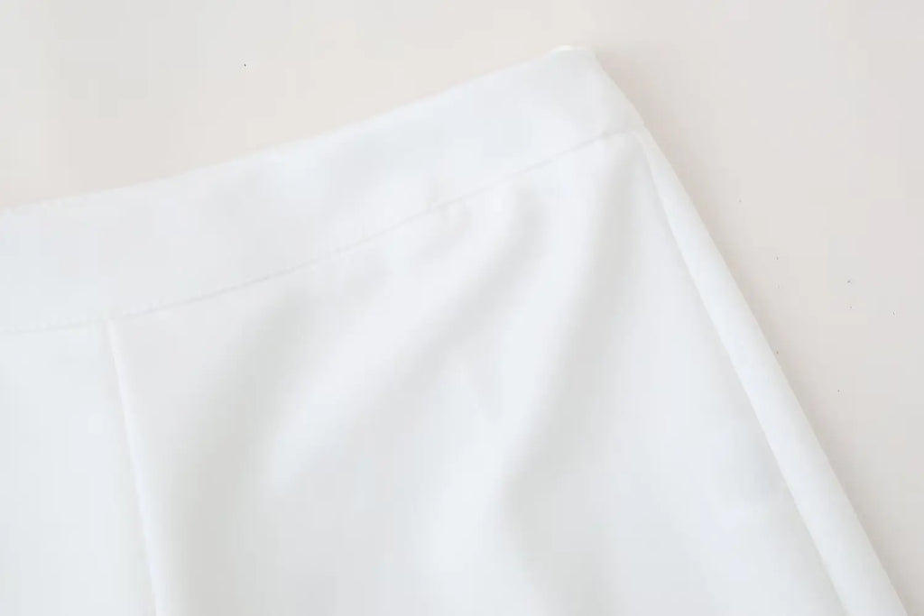 Women Summer Casual Pants Suit with Puff Sleeve Shirt and Elegant Long Pants Matching Set