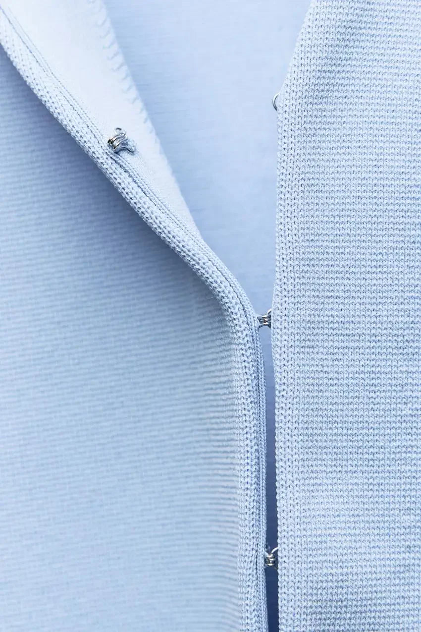 Women's Knit Tailored Cardigan and Skirt Set V-Neck Long Sleeve Jacket with High Waist Elastic A-Line Mini Skirt Stylish Two-Piece Outfit