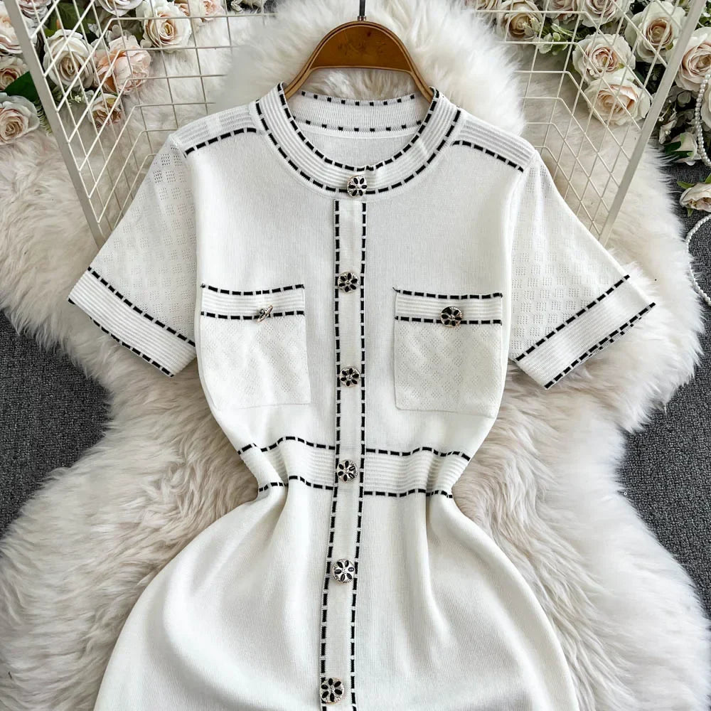 High Waist Retro Dress For Women Summer Elegant Style