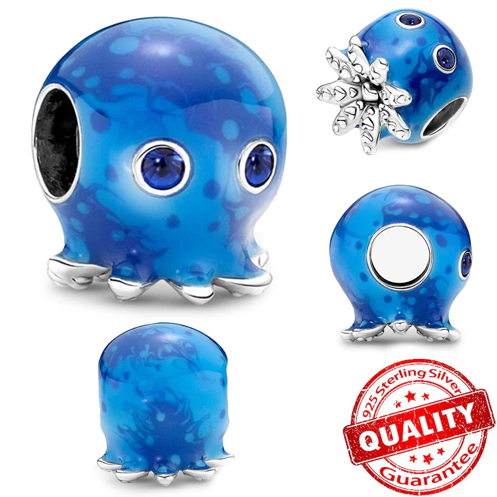 Underwater World 925 Sterling Silver Ocean Animal Pendant for DIY Bracelet or Necklace