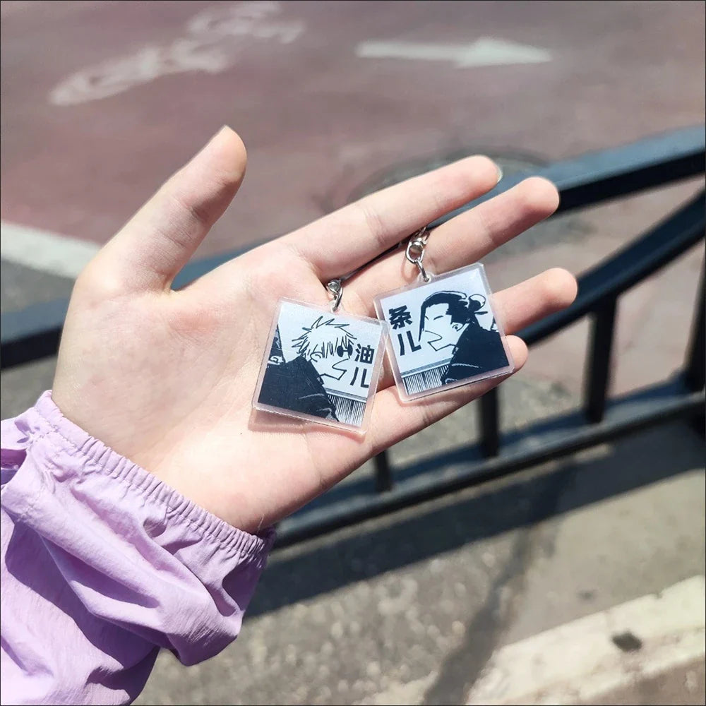 Anime Keychain Satoru Gojo and Geto Suguru Acrylic Pendant Cute Backpack Accessory